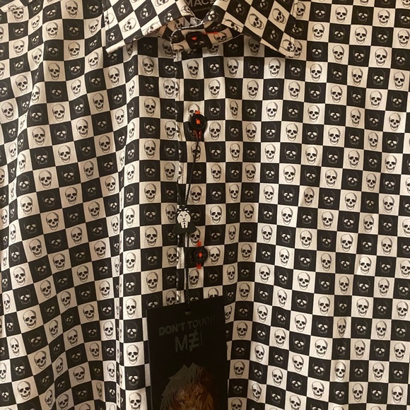 SHIRT NEW Maceoo Gallileo gingham skull Luxe Paris L - Picture 8 of 14